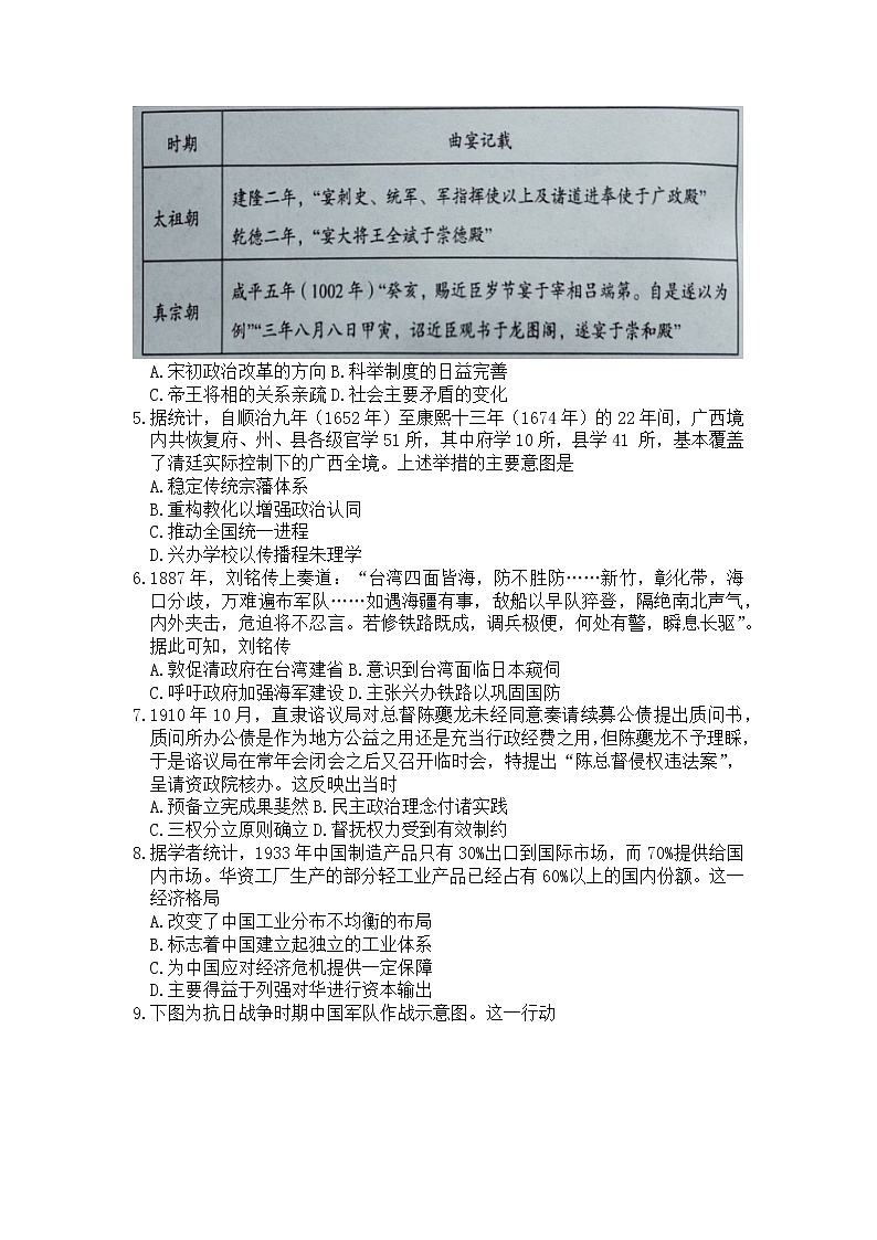 湖南省岳阳市2022-2023学年高三历史下学期教学质量监测(二)(Word版附答案)第2页