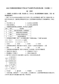 湖南省普通高中2023年高一学业水平合格考仿真历史试题（专家版二）