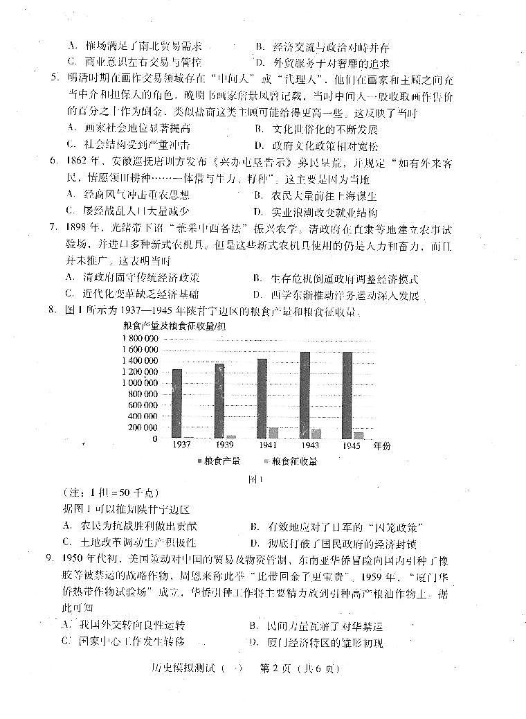 2023届高三广东省一模历史第2页