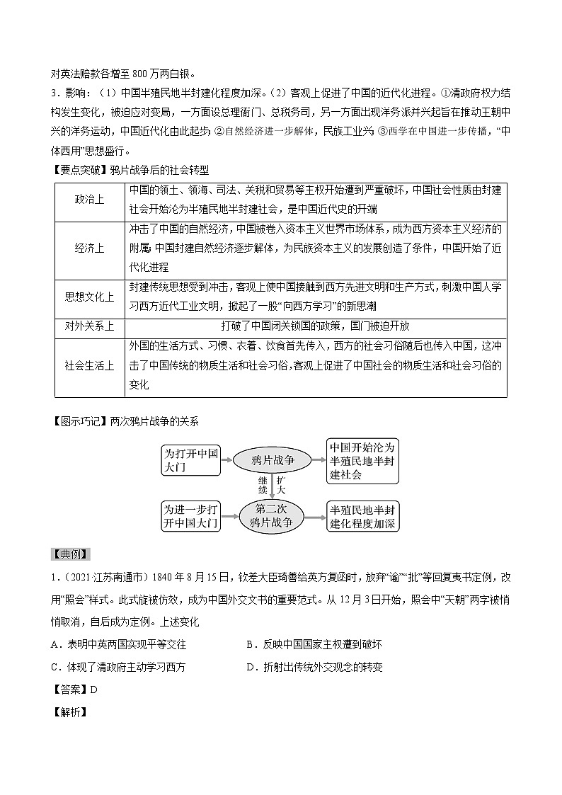 高考历史一轮复习考点05 近代列强的侵略战争(教师版)第2页