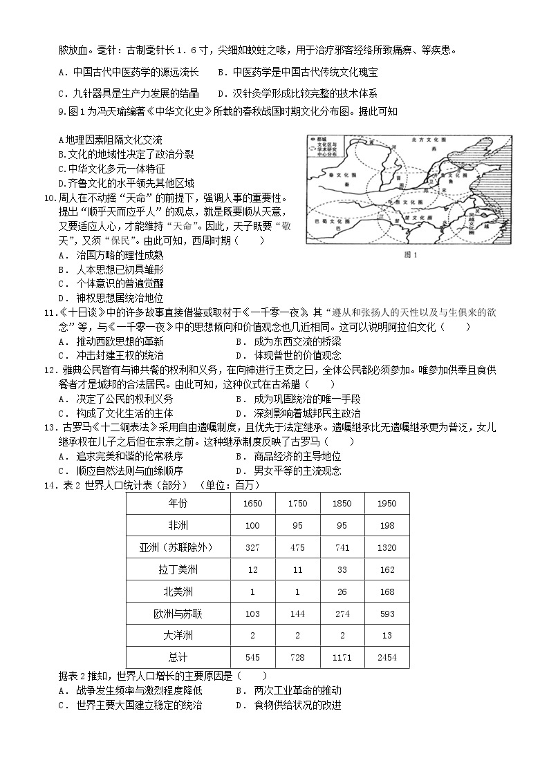 福建省德化第二中学2022-2023学年高二历史下学期期中考试试题（Word版附答案）02