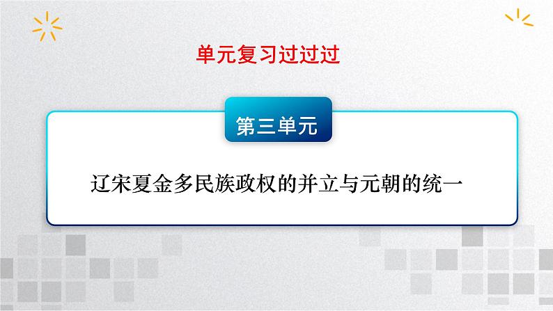 单元复习03 辽宋夏金多民族政权的并立与元朝的统一【过知识】 - 高一历史单元复习(统编版·中外历史纲要上) 课件01