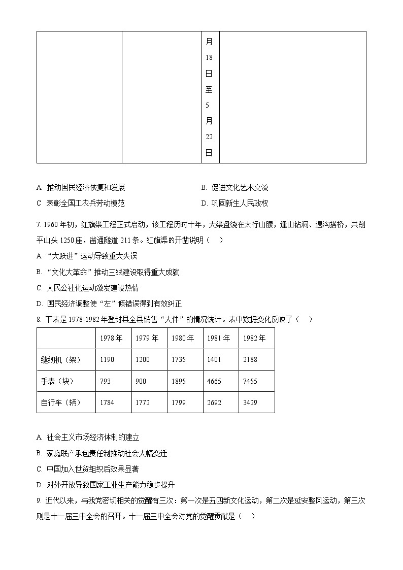 安徽省宿州市省、市示范高中2022-2023学年高一下学期期中考试历史试题无答案第3页