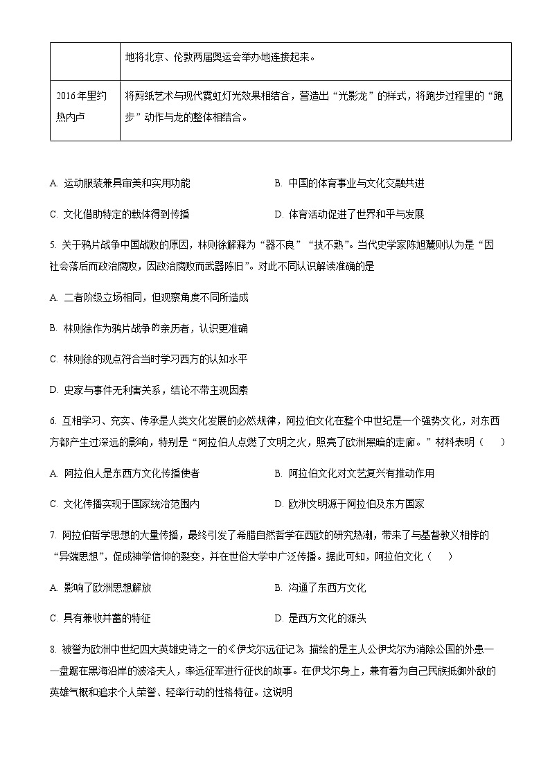 山东省临沂市沂水县2022-2023学年高二下学期4月月考历史试题含解析02