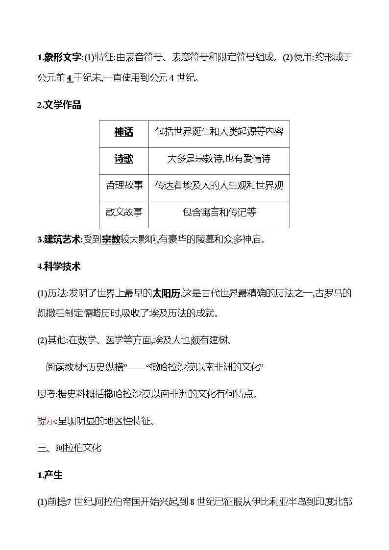 第二单元 第3课 古代西亚、非洲文化 学案(教师版)第3页
