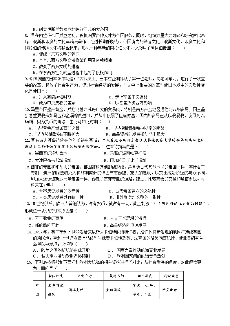 高2022级仁寿县第二学期5月联考试卷历史第2页