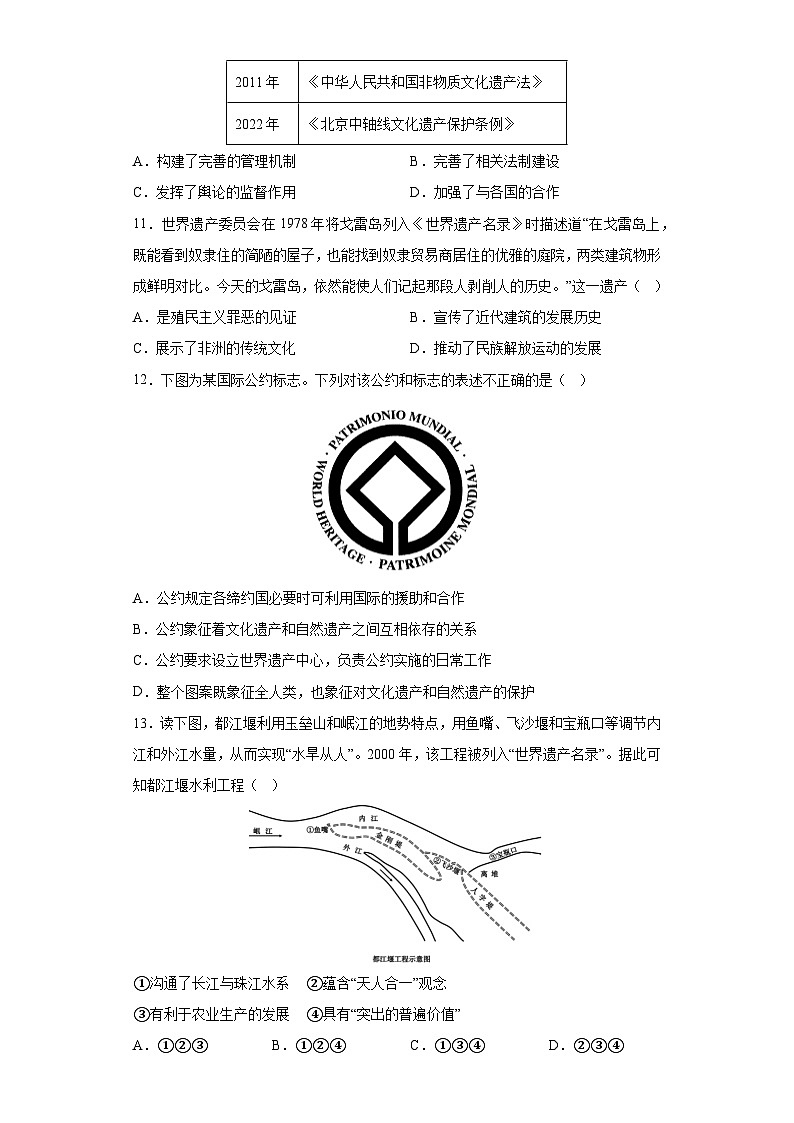 第15课文化遗产:全人类共同的财富 检测训练--2022-2023学年高中历史统编版(2019)选择性必修3第3页