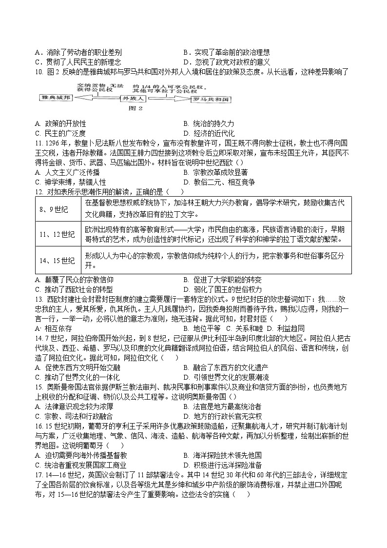 广东省湛江市第二十一中学2022-2023学年高一下学期期中考试历史试题第2页