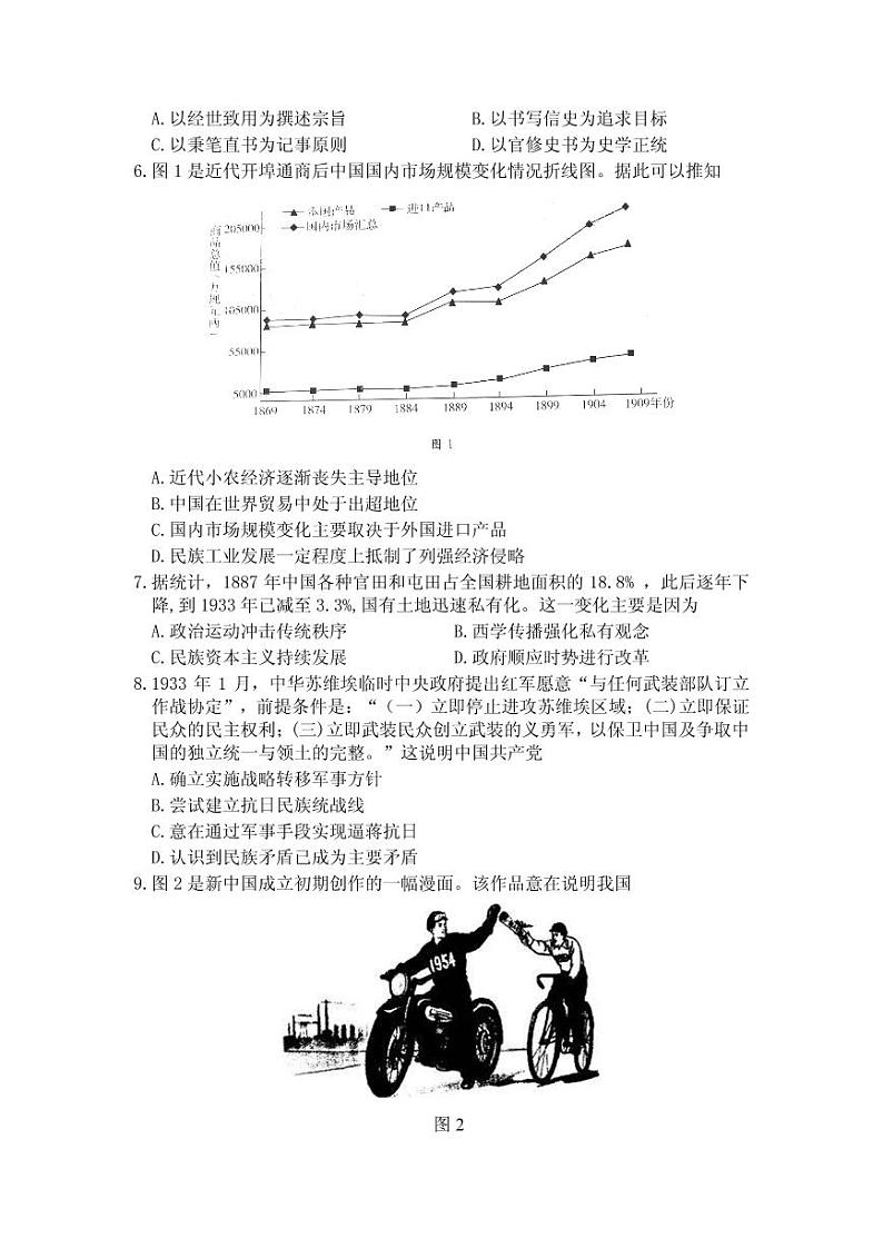 2020届山东省济南市高三针对性训练(三模)历史试题 PDF版02