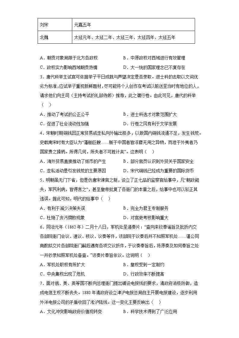 河北省邯郸市2023届高三三模(保温卷)历史试题(含解析)02