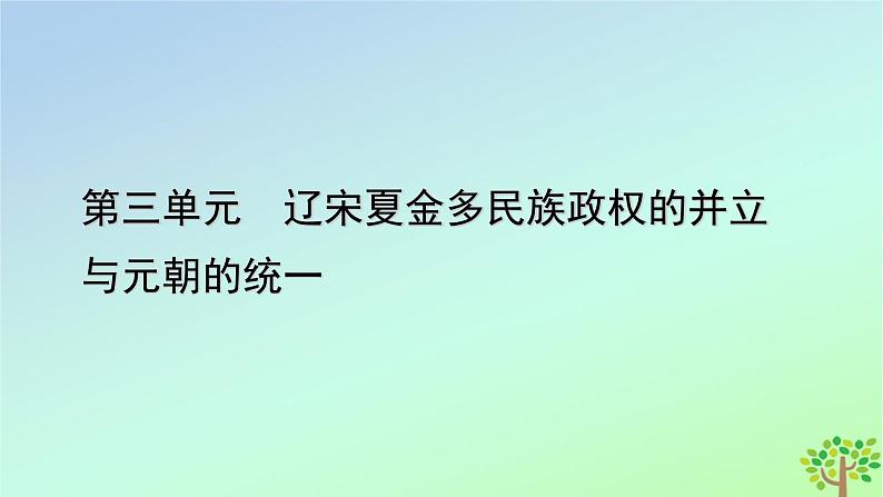 新教材2023年高中历史单元整合3第3单元辽宋夏金多民族政权的并立与元朝的统一课件部编版必修中外历史纲要上01