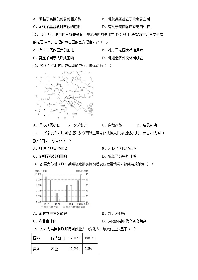 山東省青島市2023屆高三三模歷史試題（無答案）第3頁