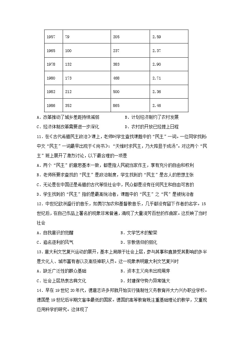 2023届湖北省高三下学期6月模拟考试历史试卷(一)第3页