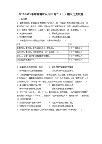 2022-2023学年湖南省永州市高二（上）期末历史试卷（含解析）