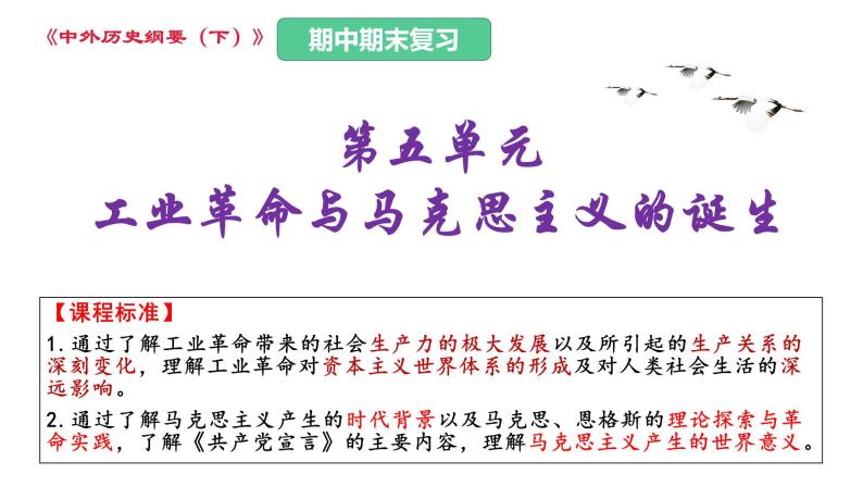 第五单元 工业革命与马克思主义的诞生（课件）——2022-2023学年高一历史单元复习课件+期末检测卷（中外历史纲要下）01