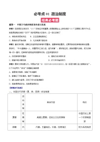 考点01  政治制度——高二历史下学期期末复习考点精练学案（选择性必修一 国家制度与社会治理）