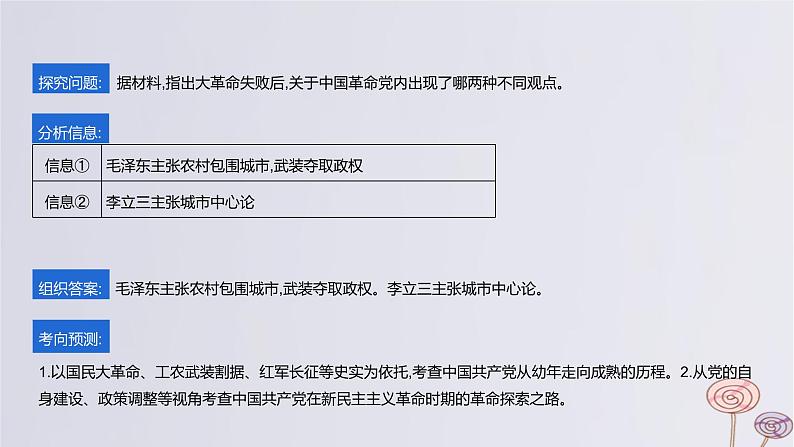 2024版高考历史一轮复习教材基础练第六单元从辛亥革命到新民主主义革命的兴起主题探究10从幼年走向成熟的中国共产党教学课件第3页