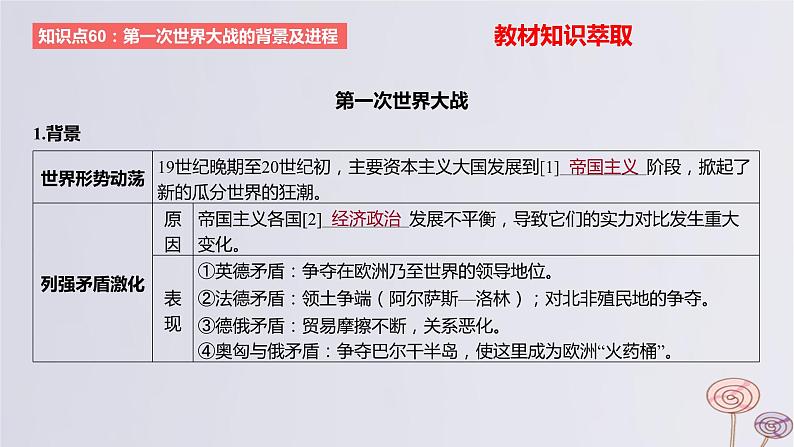 2024版高考历史一轮复习教材基础练第十二单元两次世界大战十月革命与国际秩序的演变第1节第一次世界大战与战后国际秩序教学课件06