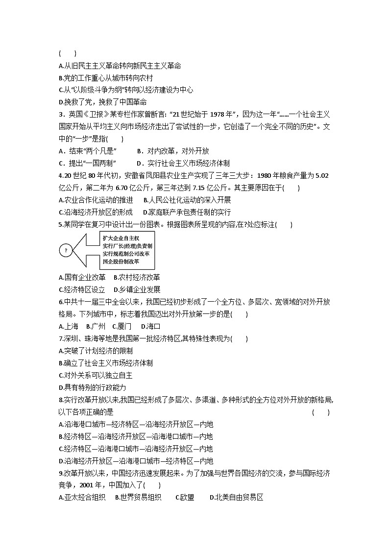 中外历史纲要(上)学业水平考试复习学案 第28课 中国特色社会主义道路的开辟与发展03