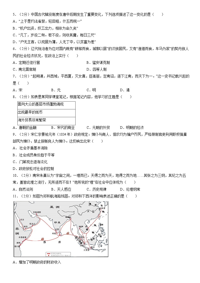 2022北京人大附中高一(上)期末历史(教师版)第2页