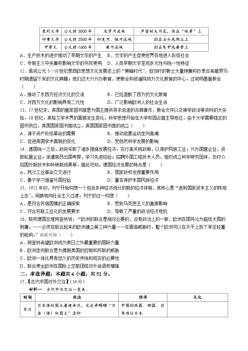 湖北省部分名校2022-2023学年高二历史下学期5月联考试题（Word版附解析）03