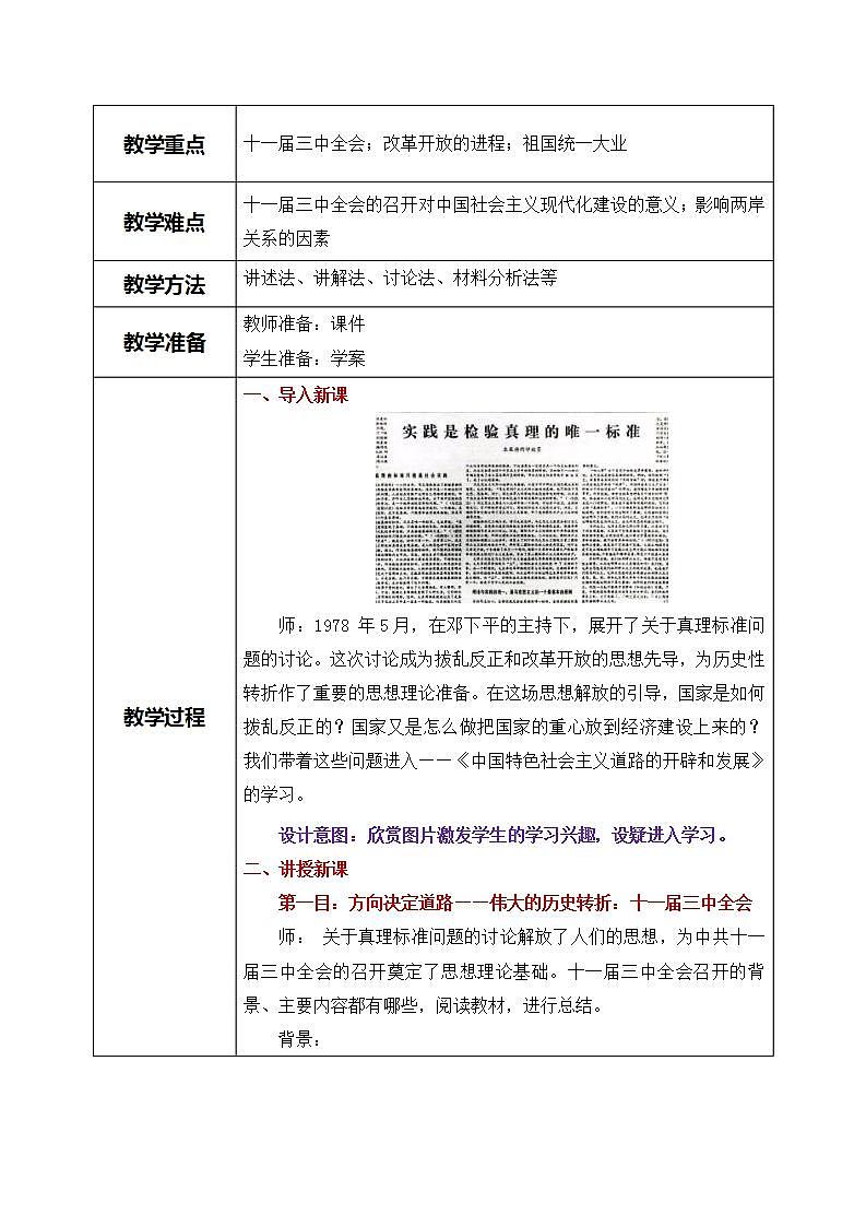 第28课《中国特色社会主义道路的开辟和发展》课件+教案+同步练习02