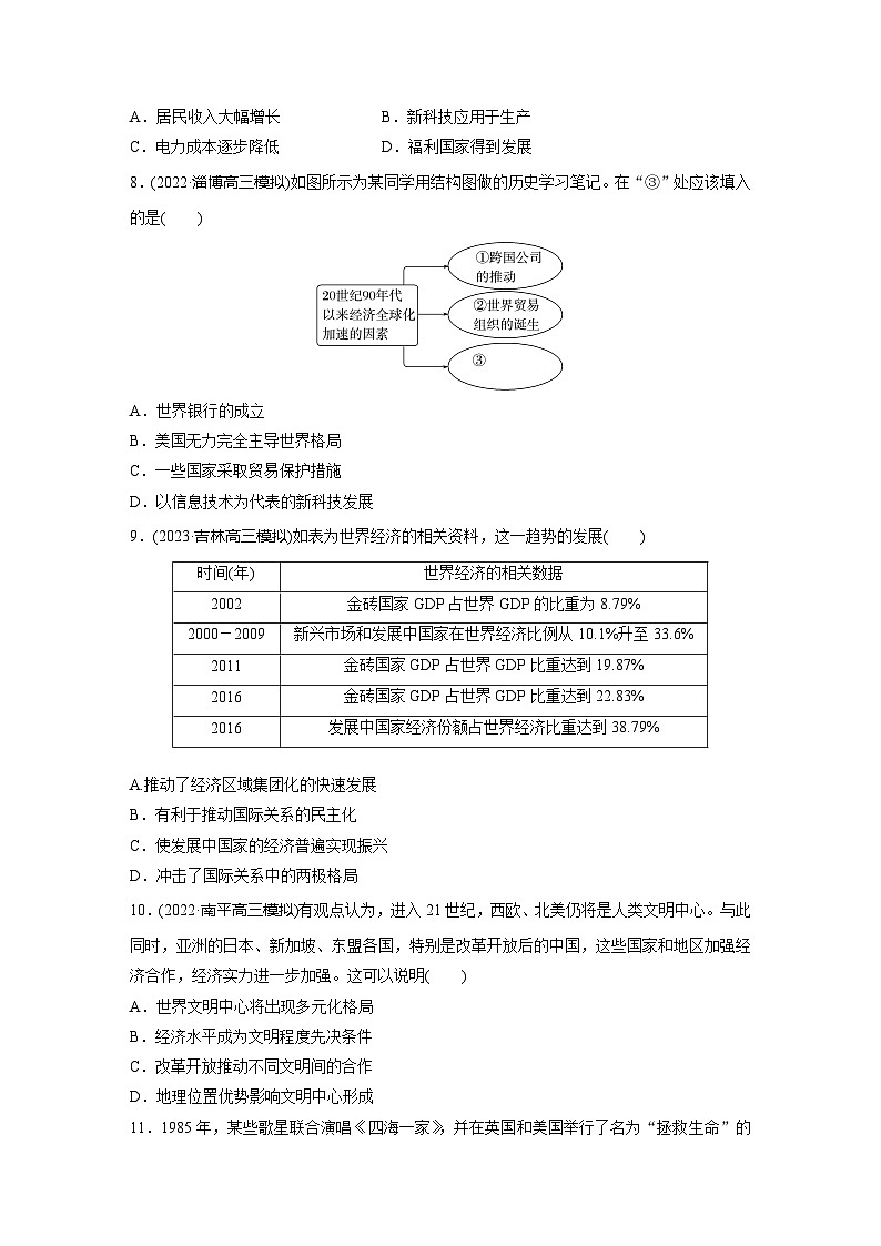 基础夯实练43 当代世界发展的特点与主要趋势--2024届高三历史一轮复习03