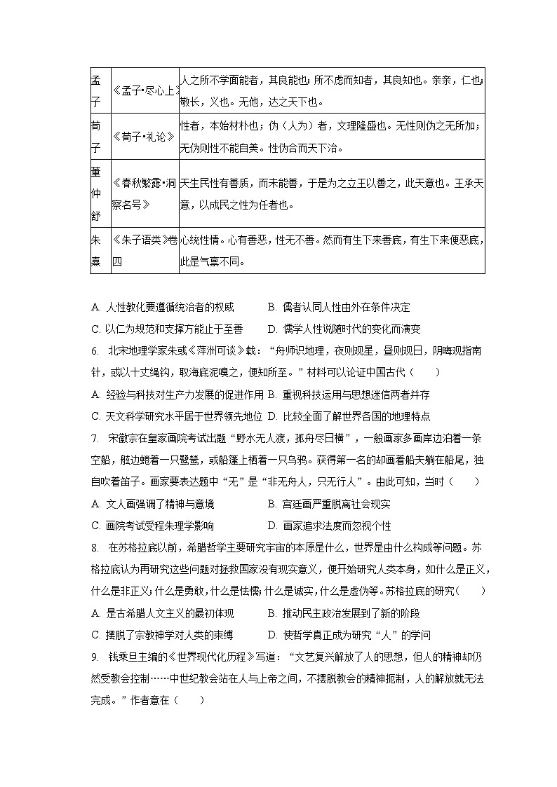 2022-2023学年陕西省渭南市大荔县高二(下)期末历史试卷(含解析)02