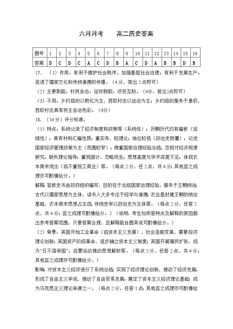 高二历史六月月考答案第1页