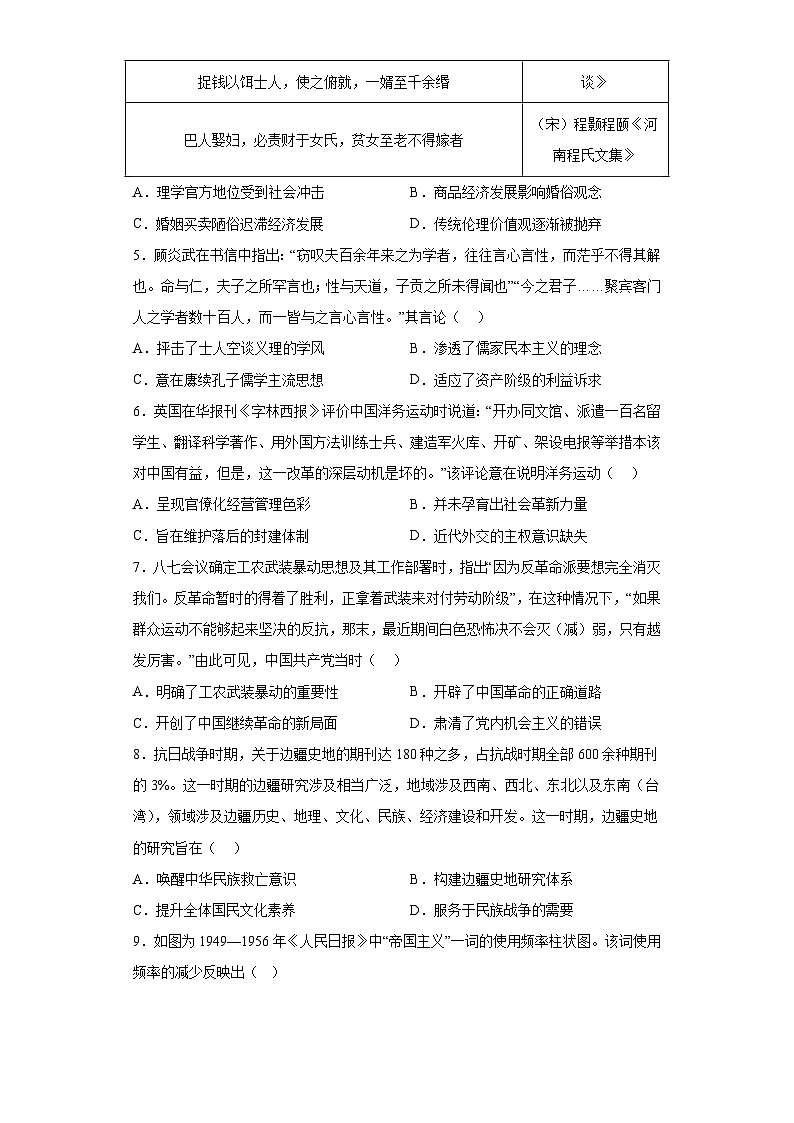 湖南省郴州市九校联盟2023届高三高考适应考历史试题(含解析)第2页