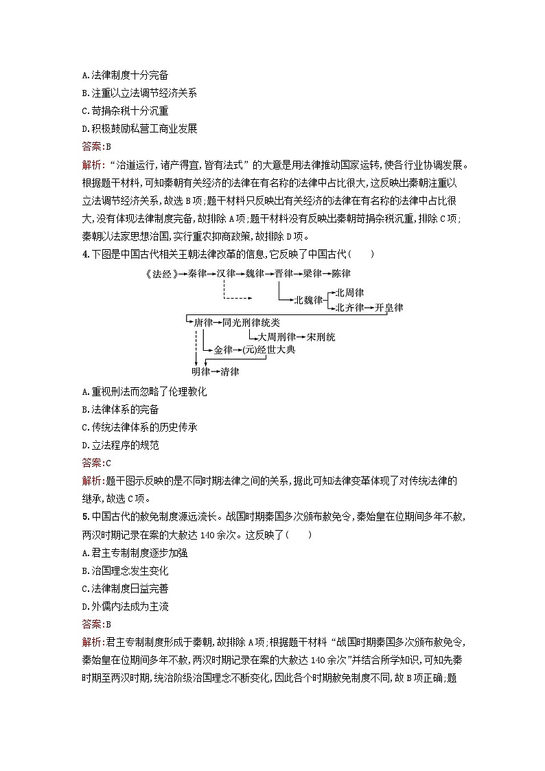 新教材2023年高中历史第三单元法律与教化过关检测B卷部编版选择性必修1第2页