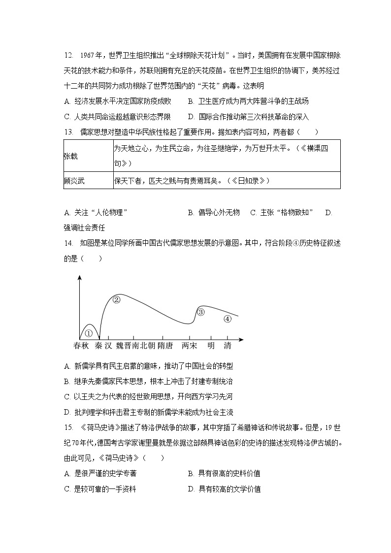 2022-2023学年安徽省合肥市六校联考高二（下）期末历史试卷（含解析）03