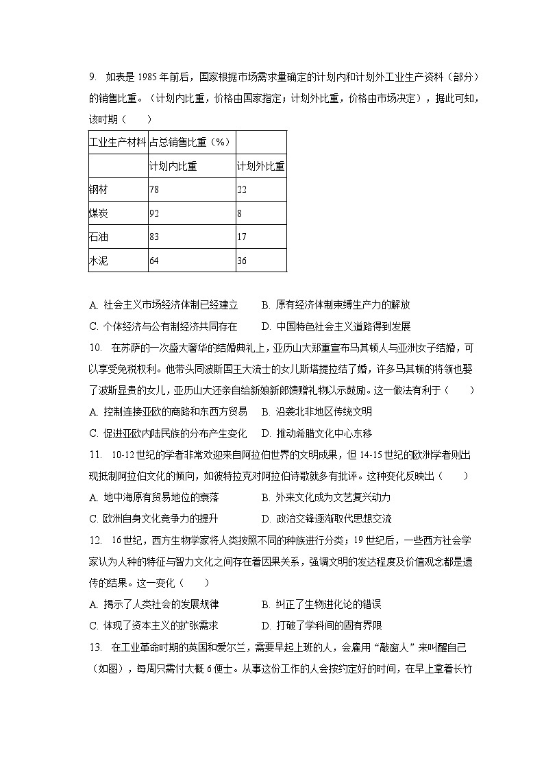 2022-2023学年江苏省盐城市五校联考高二(下)段考历史试卷(5月份)(含解析)03