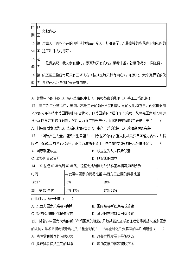 2022-2023学年广西示范性高中高一（下）期末历史试卷（含解析）03