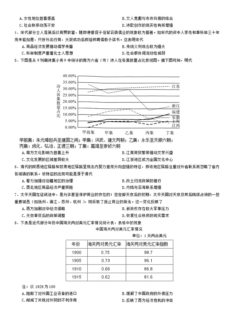 2023湖南省五市十校教研教改共同体・湖湘名校教育联合体高二下学期期末考试历史试题含答案02
