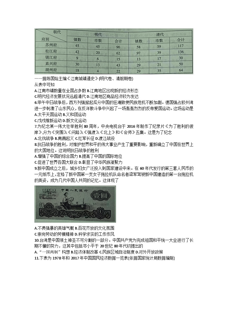 贵州省六盘水市2022-2023学年高一下学期期末教学质量监测历史试卷02