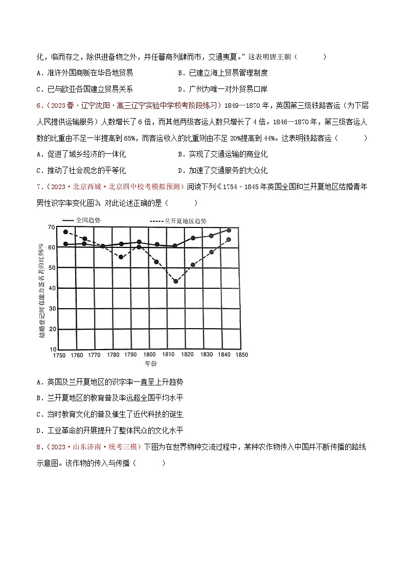 集训15 选择性必修2:经济与社会生活100题(1)(原卷版)第2页
