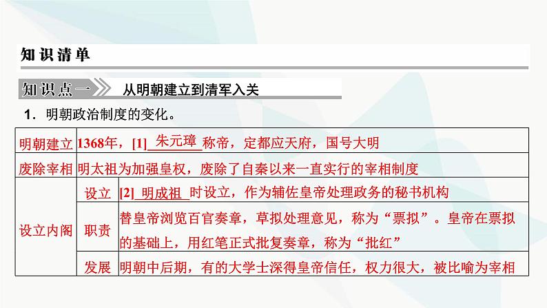 2024届高考历史一轮复习中外历史纲要第3单元第8讲从明朝建立到清军入关和清朝前中期的鼎盛与危机课件第4页