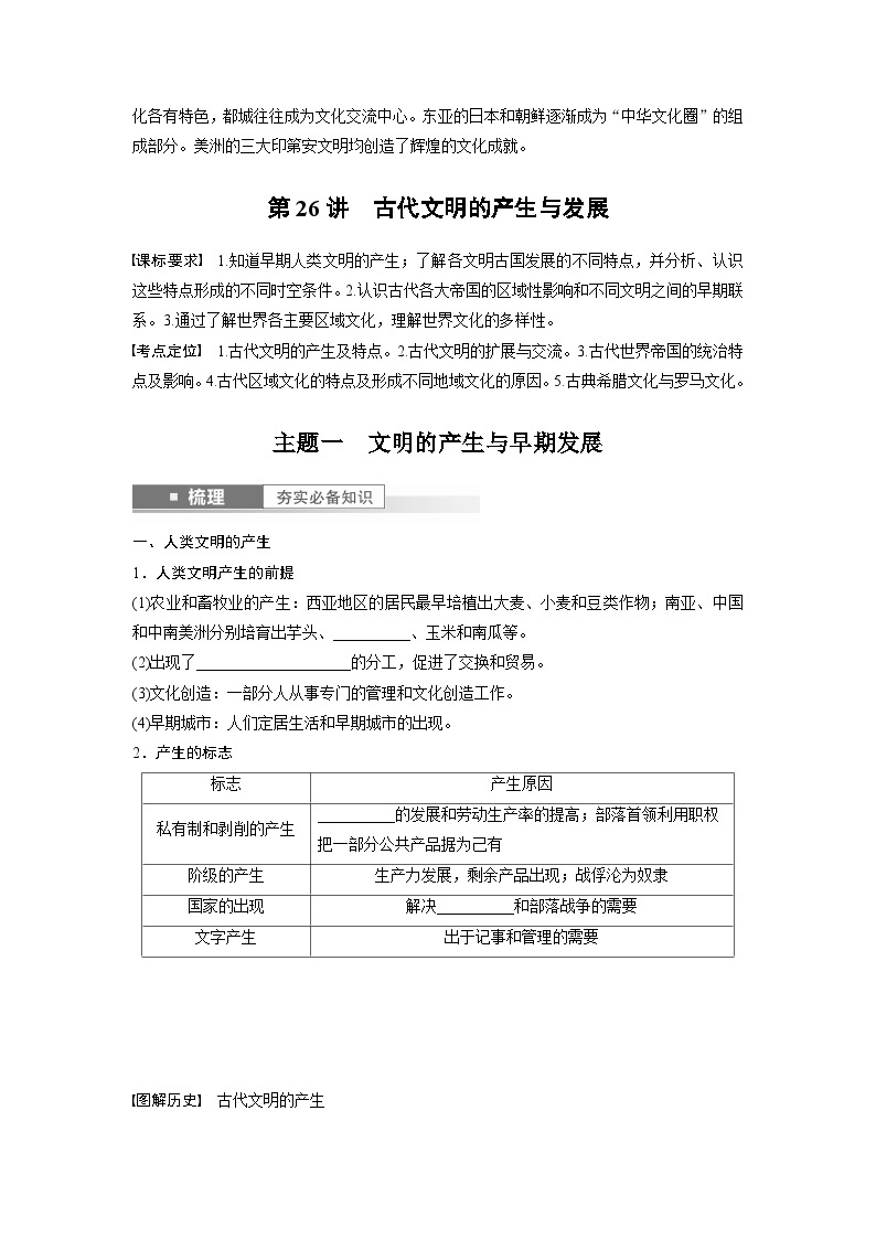 2024年高考历史一轮复习（部编版） 板块4 第10单元 第26讲　古代文明的产生与发展 课件02