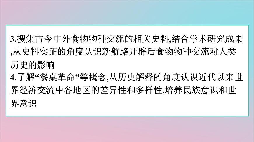 新教材2023年高中歷史第1單元食物生產(chǎn)與社會(huì)生活第2課新航路開辟后的食物物種交流課件部編版選擇性必修2第3頁(yè)