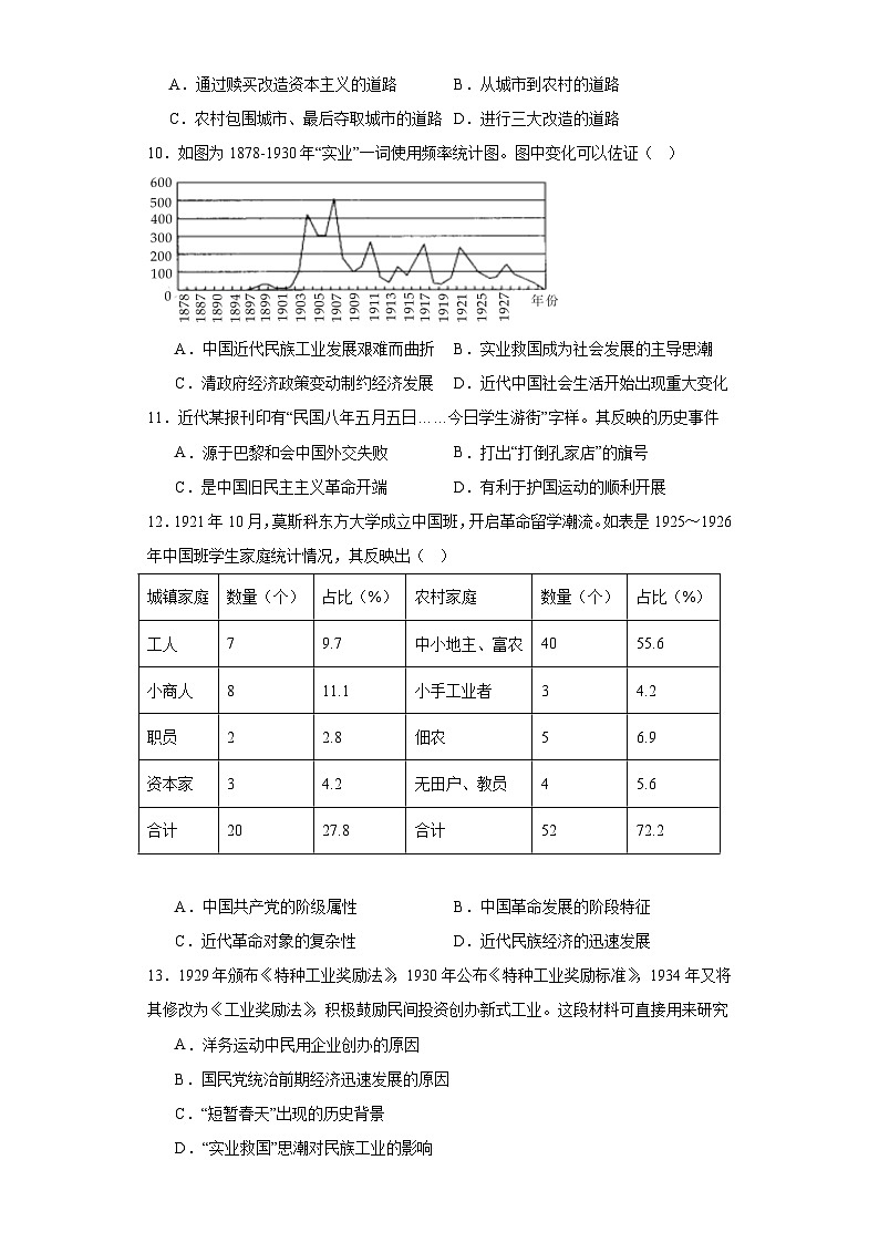 第七单元 中国共产党成立与新民主主义革命兴起 练习--2023-2024学年高中历史统编版(2019)必修中外历史纲要上册第3页