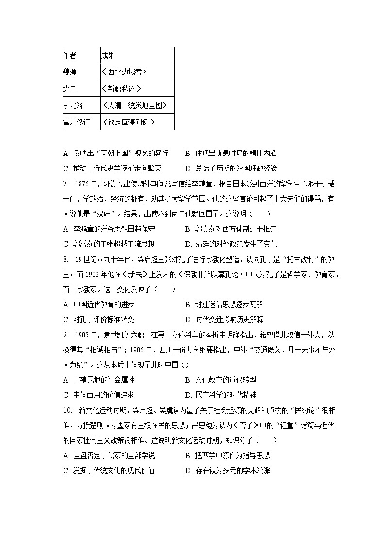 2022-2023学年内蒙古赤峰市高二(下)期末历史试卷(含解析)第2页