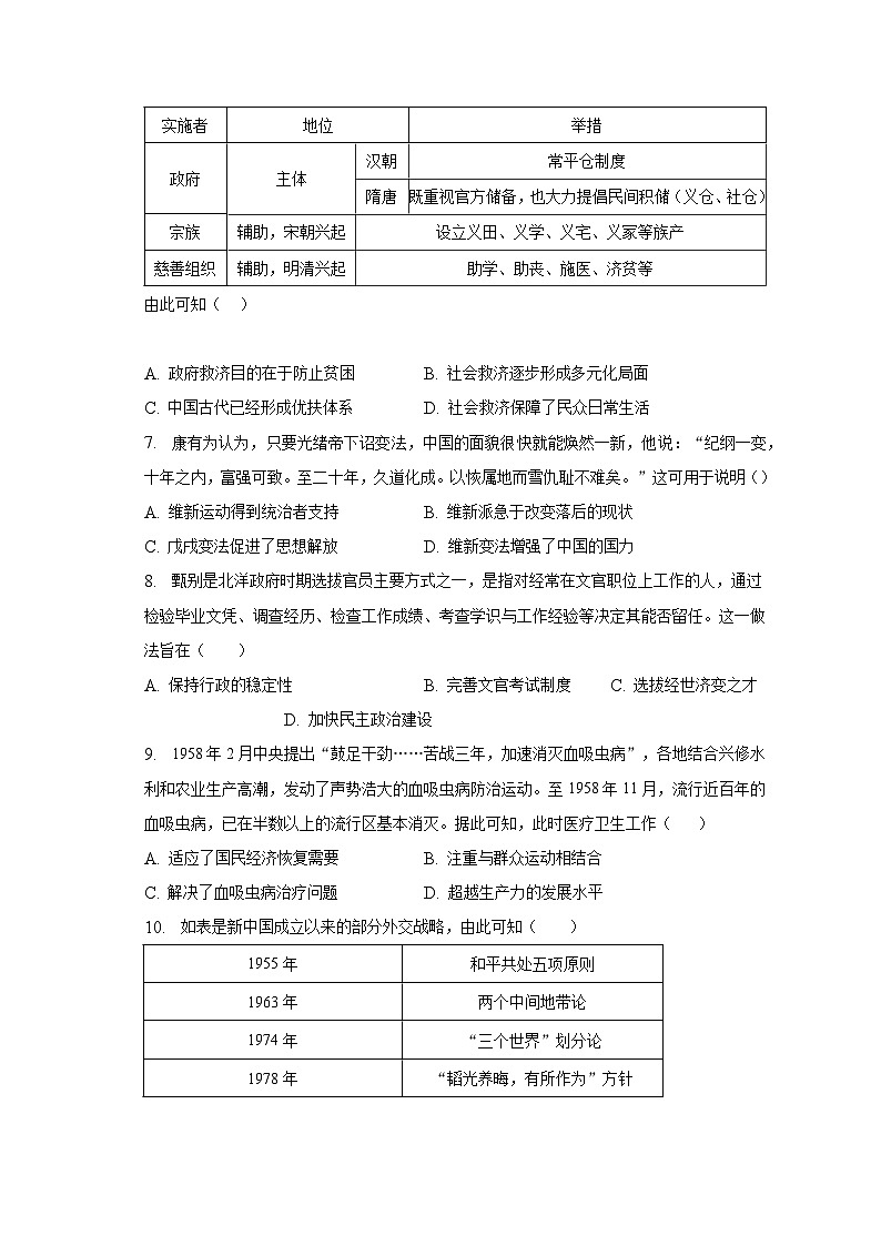 2022-2023学年福建省福州重点中学高二(下)期末历史试卷(含解析)第2页