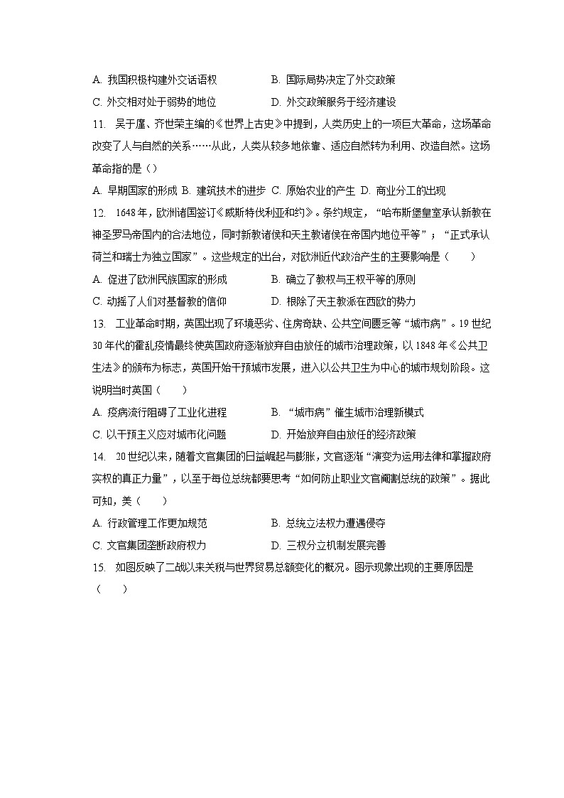 2022-2023学年福建省福州重点中学高二(下)期末历史试卷(含解析)第3页