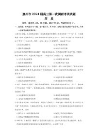 2024惠州高三上学期第一次调研考试历史PDF版含解析