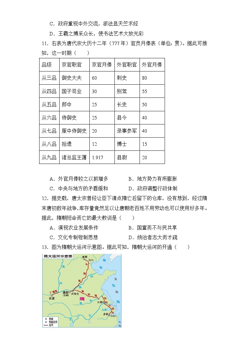 第6课 从隋唐盛世到五代十国 同步练习--2023-2024学年高中历史统编版(2019)必修中外历史纲要上册第3页