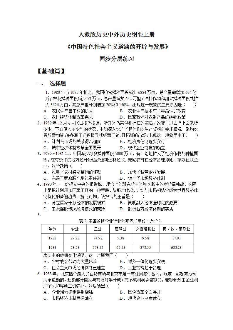 人教统编版高中历史必修中外历史纲要 第二十八课 中国特色社会主义道路的开辟与发展 课件+教案+同步分层练习(含答案)01