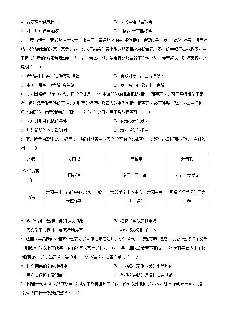 2023白银靖远县二中高一下学期期末考试历史试题含解析02