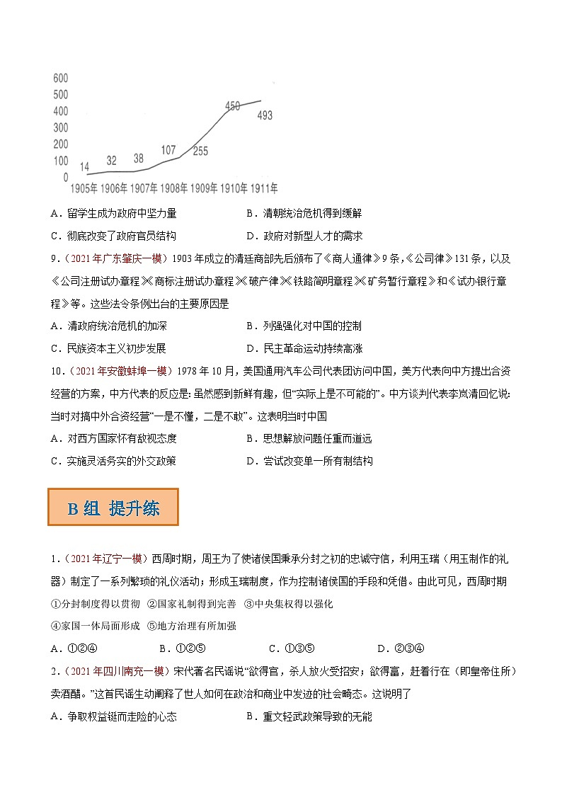 解密14 选择性必修一 国家制度与社会治理(分层训练)-【高频考点解密】2022年高考历史二轮复习讲义+分层训练(全国通用)(原卷版)第3页