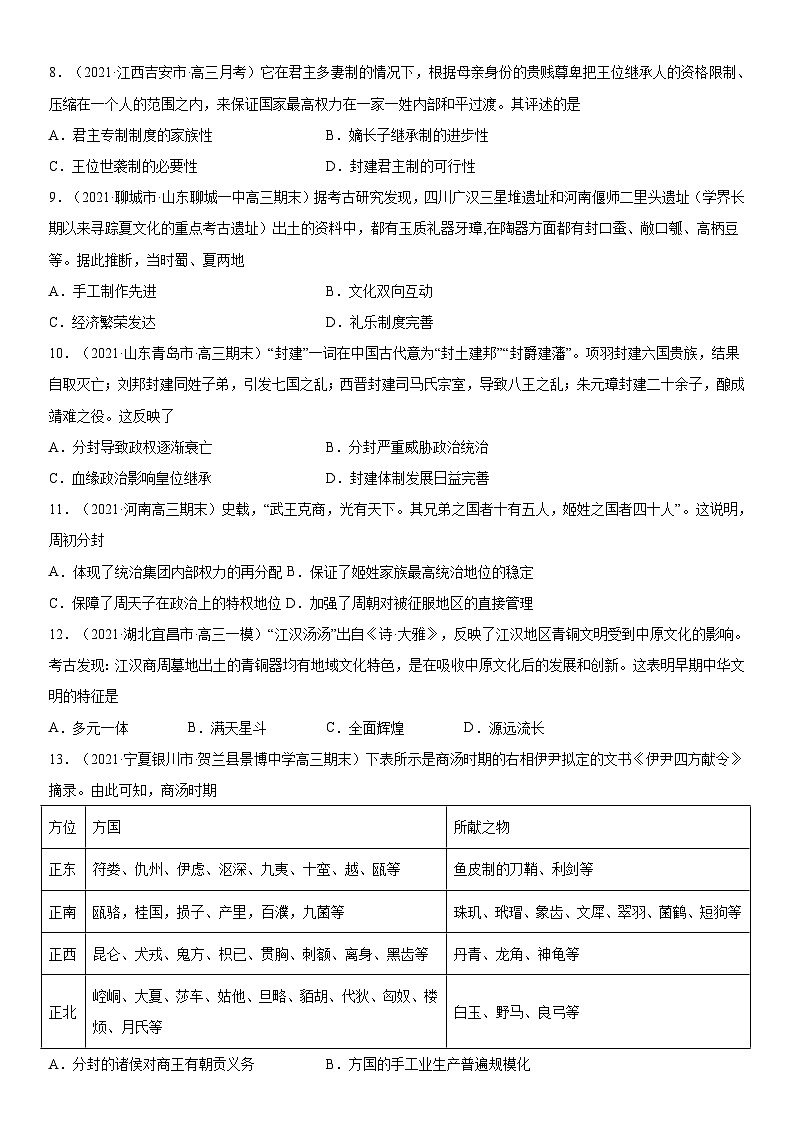 第1课 中华文明的起源与早期国家-2022年新高考历史一轮复习课时刷题练第2页